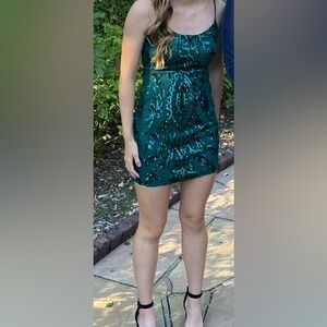 Emerald Sequin HOCO Gown